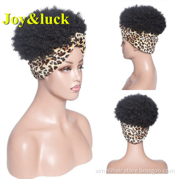 Wholesale Hairband Hair For African Women Scarf Wig Ladies Hair Black Short Afro Kinky Curly Headband Wig Synthetic Hair Wigs